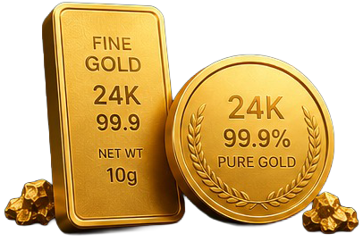 24K gold bar and coin